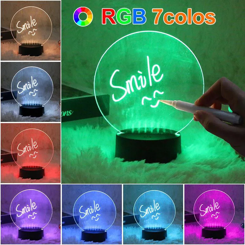 Placa de escritura borrable Creative DIY RGB LED