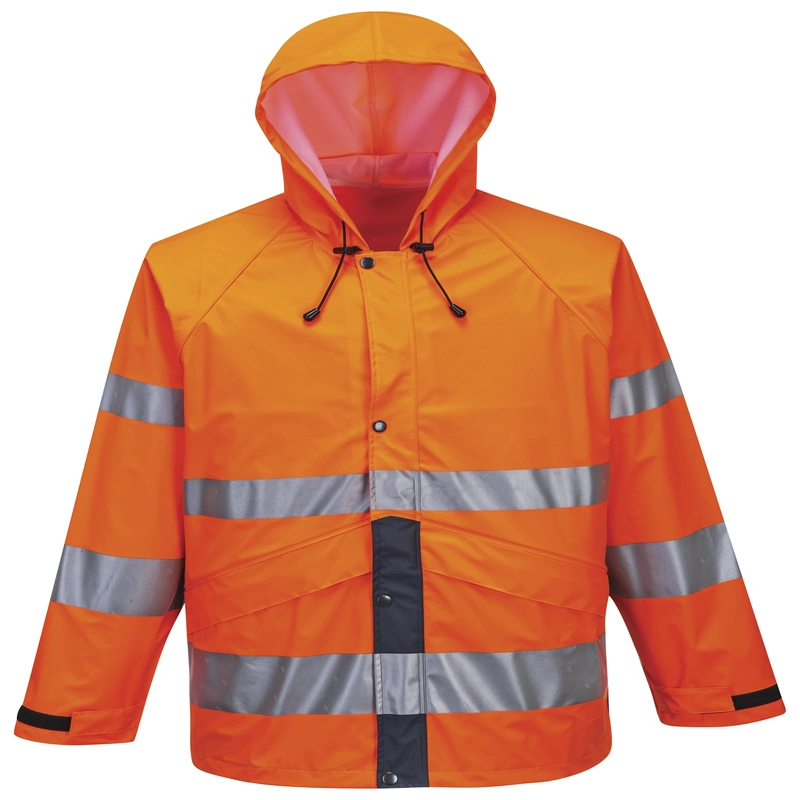 High Visibility Durable Waterproof Jacket Orange Reflective Work Wear for Sanitation Workers