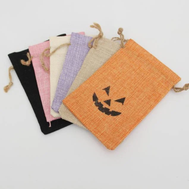 Halloween Drawstring Jute Bags Holiday Props Jewelry Packaging