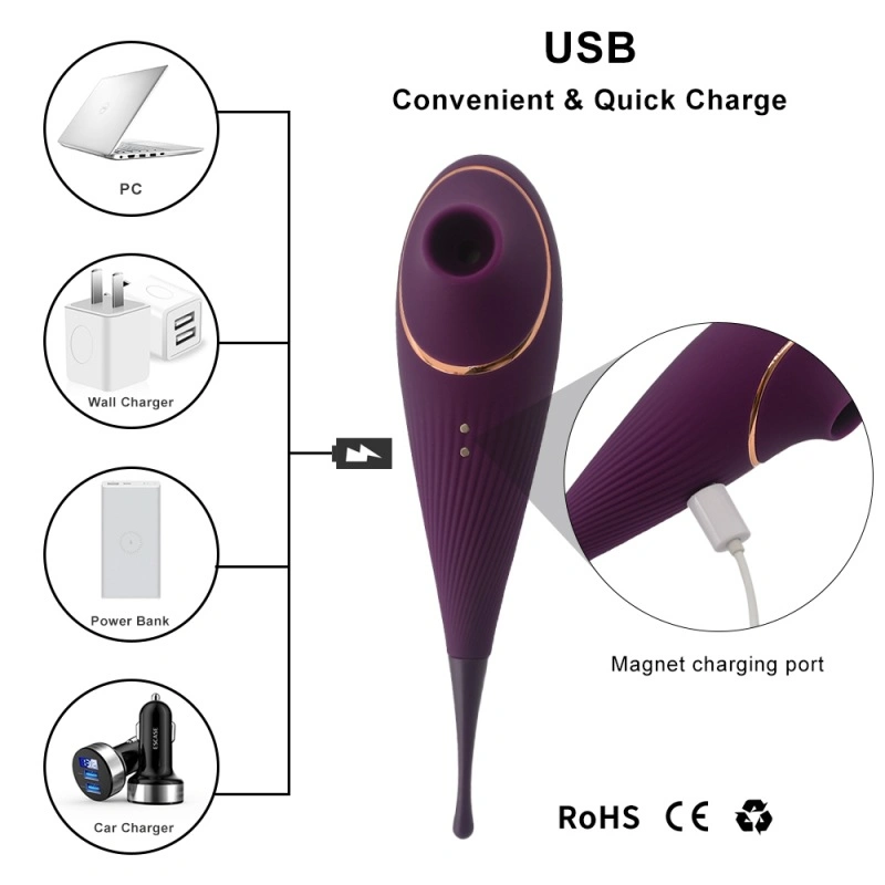 USB Charging Adult Toy Sucking Function Flirting Vibrator Stick
