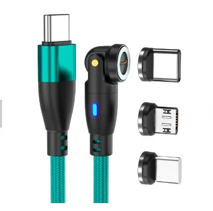 Degree Rotating Magnetic Charger Fast Charging Cable USB Data Cable