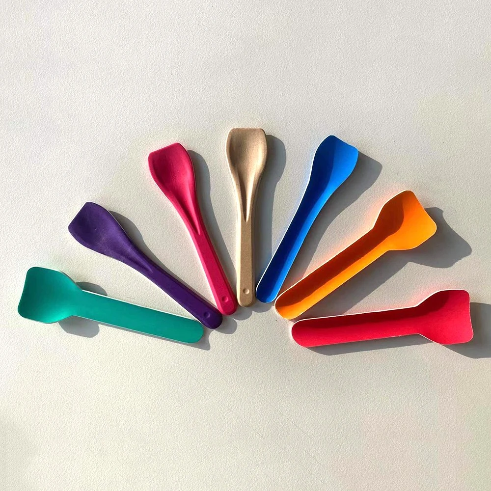 Kundenspezifische Farbe und Logo Druck verpackt Besteck Tasting Scoop Einweg Eisspielöffel Aus Papier