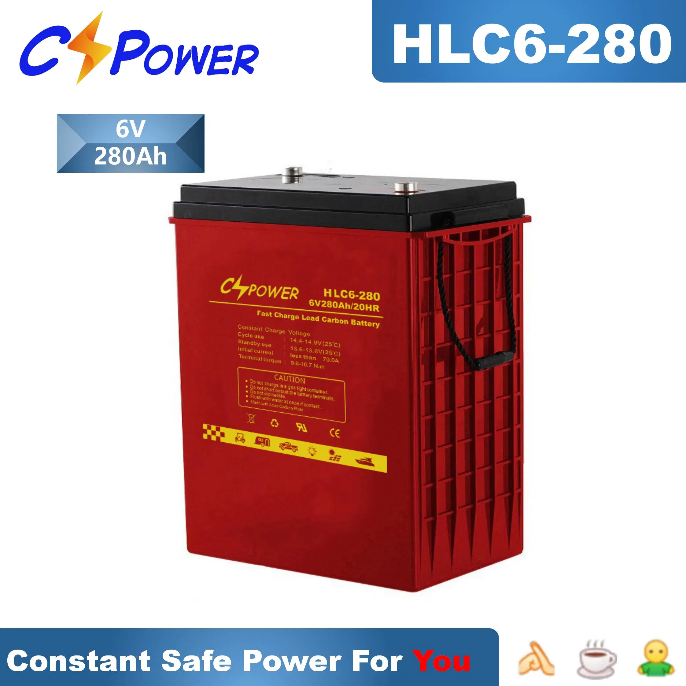 Batería Cspower Hlc Fast-Charge 6-300-de larga duración de batería Lead-Carbon por Solar-Battery /storage battery/energía/Banco de la batería sin mantenimiento