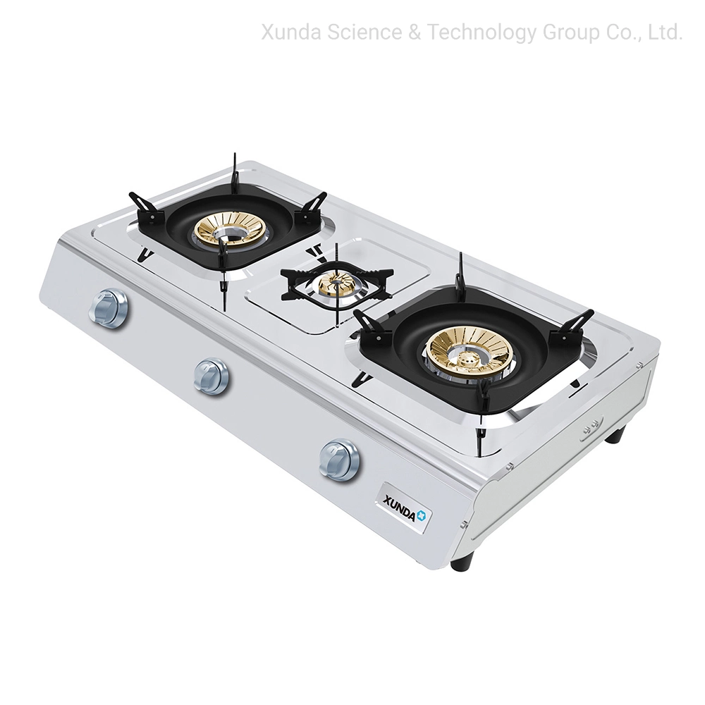 High Efficiency Tornado Flame Stainless Steel Table Top Gas Stove 3 Burners Home Gas Cooker Gas Cooking Stove