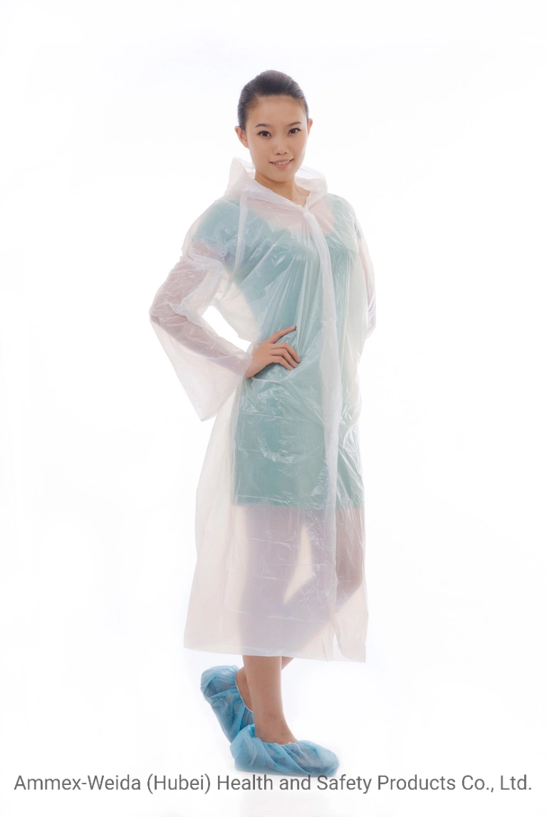 Disposable PE Visitor Coat with Hood for Prevent Dust in Factory or Food Handling