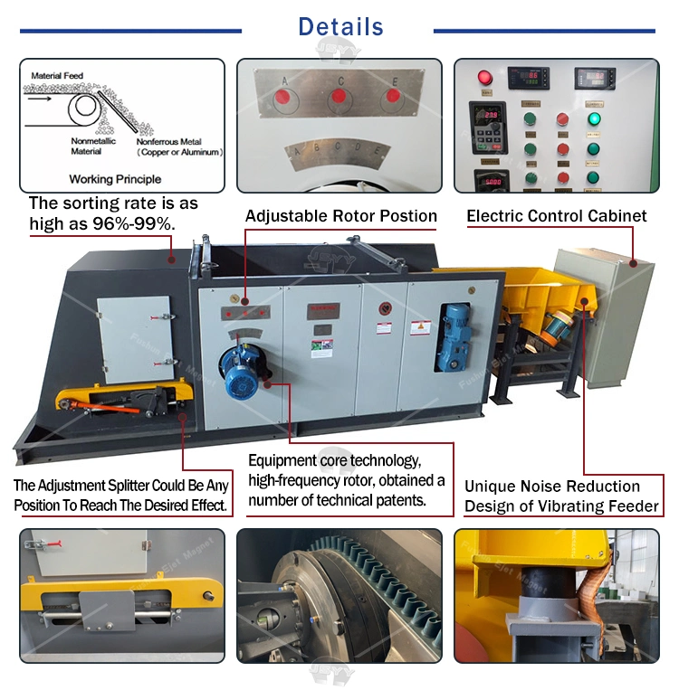 Flakes Pet Plastic Scrap Recycling Non Magnetic Metal Separation Factory Price Nonferrous Metal Aluminum Copper Zinc Separation