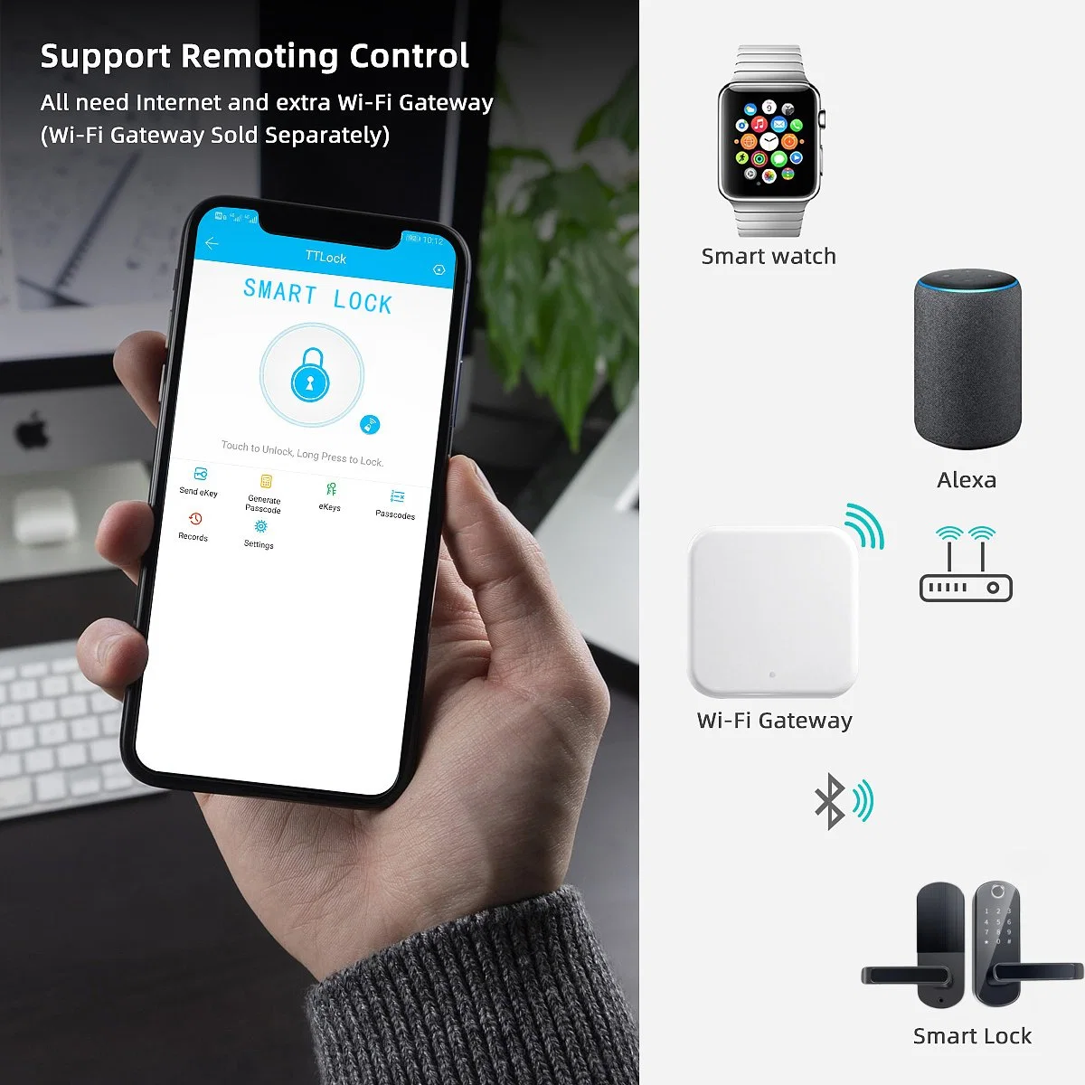 Ttlock APP Télécommande Bluetooth code biométrique Smart Serrures de porte