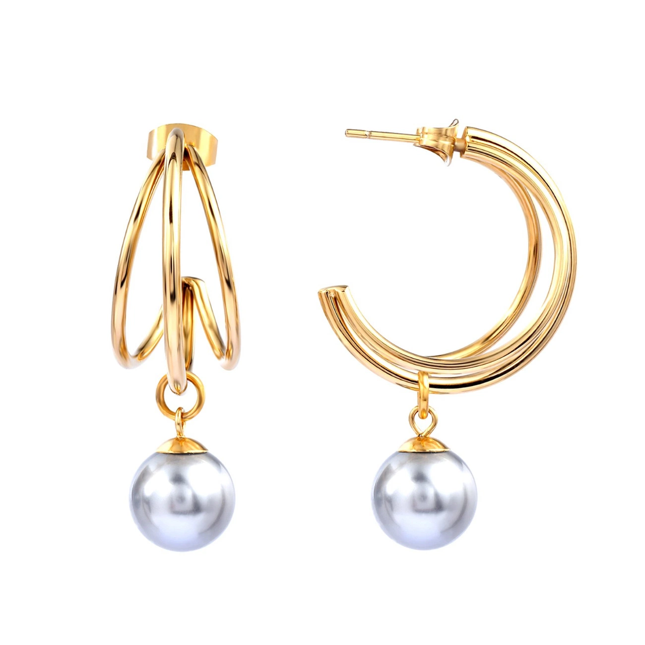 Wholesale/Supplier Stainless Steel Earrings Fashion Pearl Earring Gold Plated Lady Gift Jewellery Non-Rust