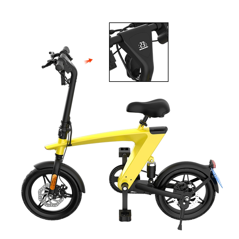 Bicicleta elétrica de scooter amarela branca preta