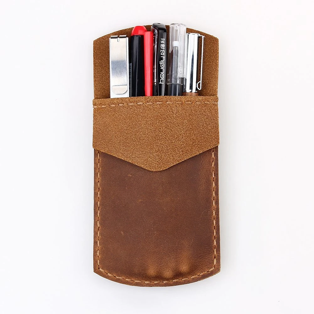 Packaging Storage School Stationery Handmade Pocket Leather Bag for Packing Pen Pencil