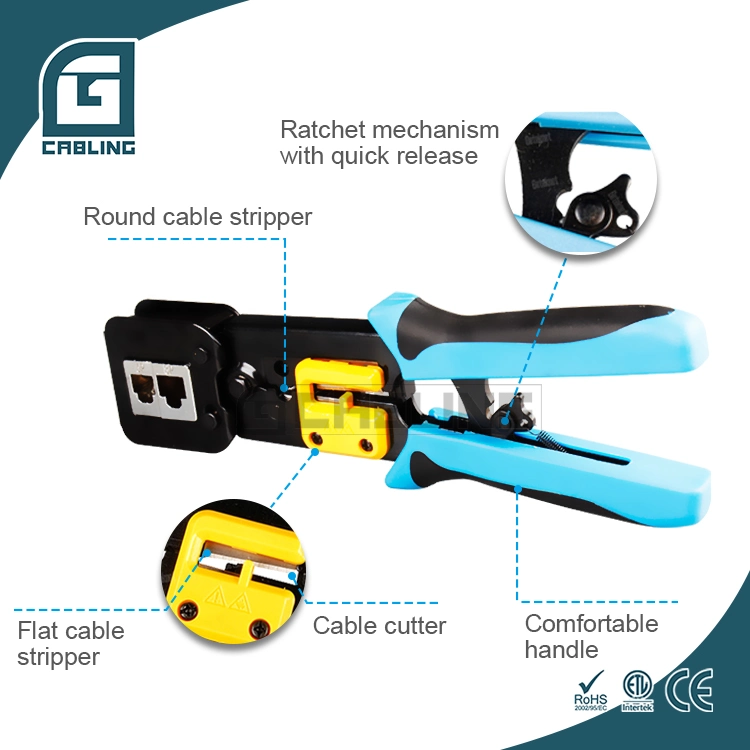 Gcabling 8p8c Pass Through Wire out Connector RJ45 Hand Crimping Inserting Networking Tool