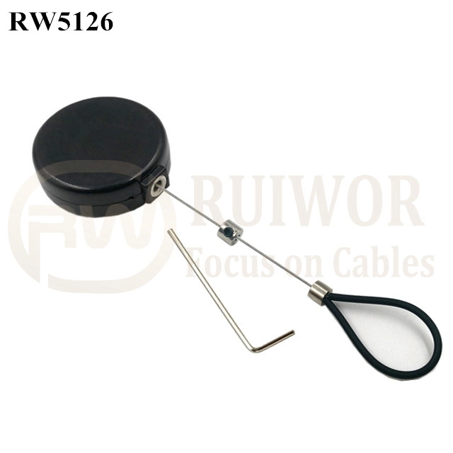 RW5126 Round Mini Anti Lost Recoiler Plus Adjustable Stainless Steel Wire Loop Coated Silicone Hose