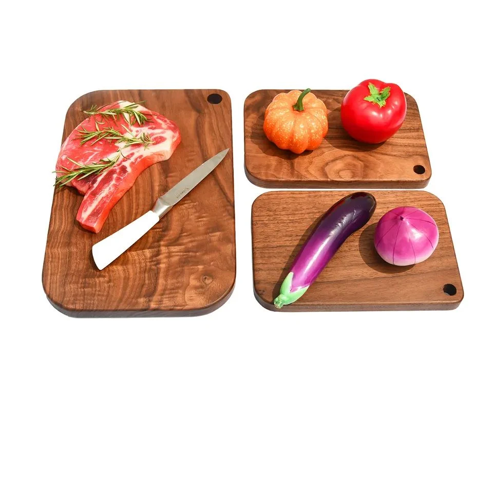 Mini Butcher Légumes Fruits en caoutchouc de bloc en bois de noyer Acacia Bamboo hacher Planche à découper de bateau en bois personnalisé défini le bac