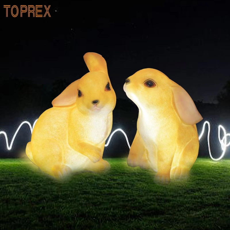 Easter Motif Lights Colorful Resin Rabbit Desktop Decoration Easter Lights for Holiday