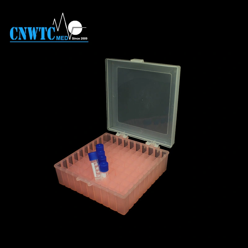 Lab Plastic 100-Well Freezing Cryovial Tube Cryotube Box with Hinged Lid