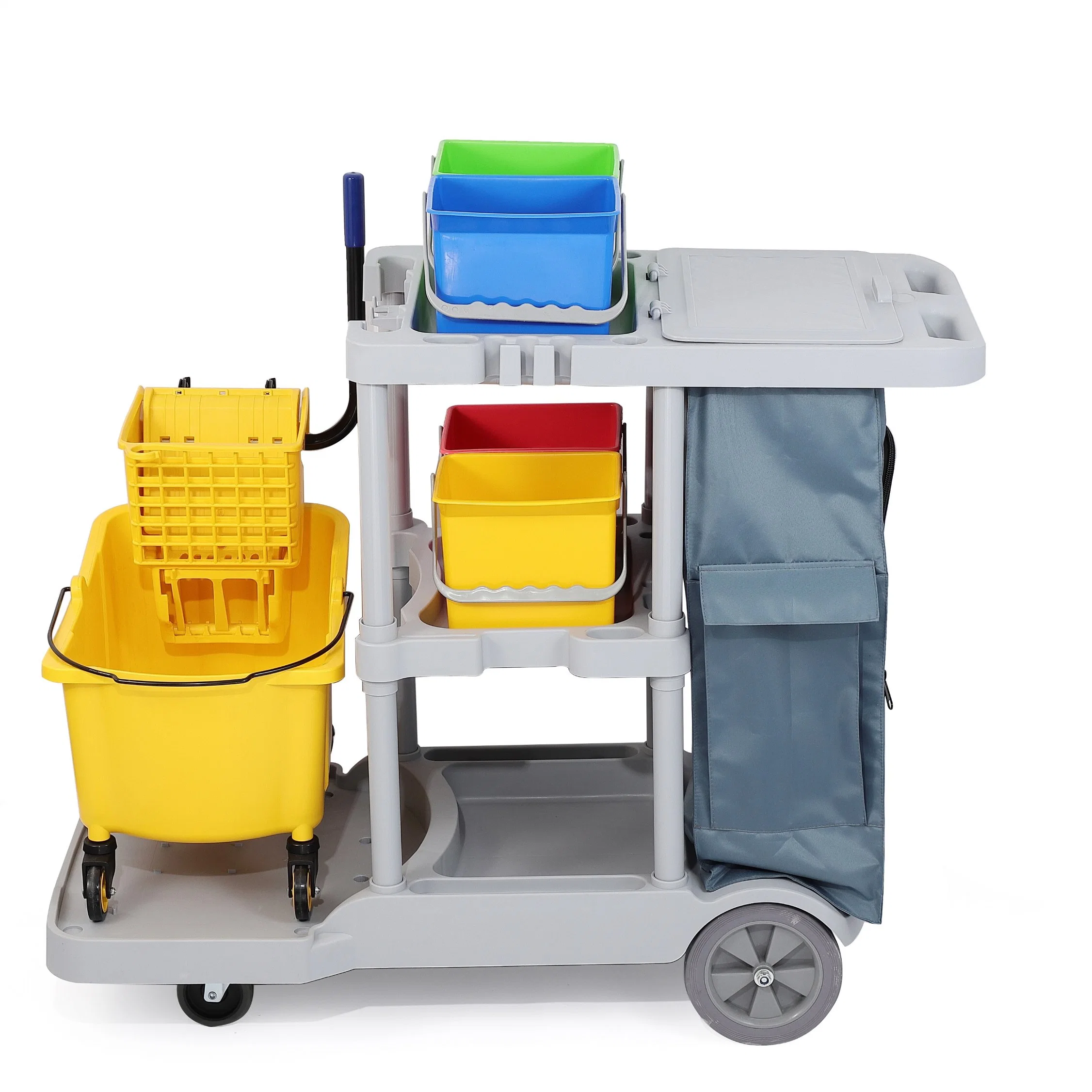 Multi Task Compact Solid Janitorial Cleaning Trolley Service Cart