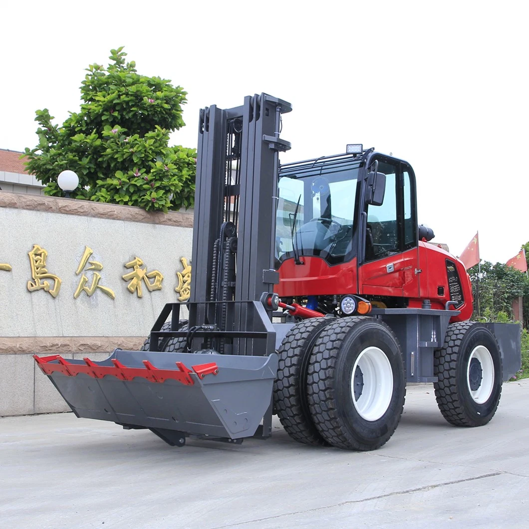 Four Wheels 3.5ton Low Price All Rough Terrain off-Road Fork Lift Forklift Trucks CE Sida Engine Forklift Factory Direct Sales with Bucket Loader