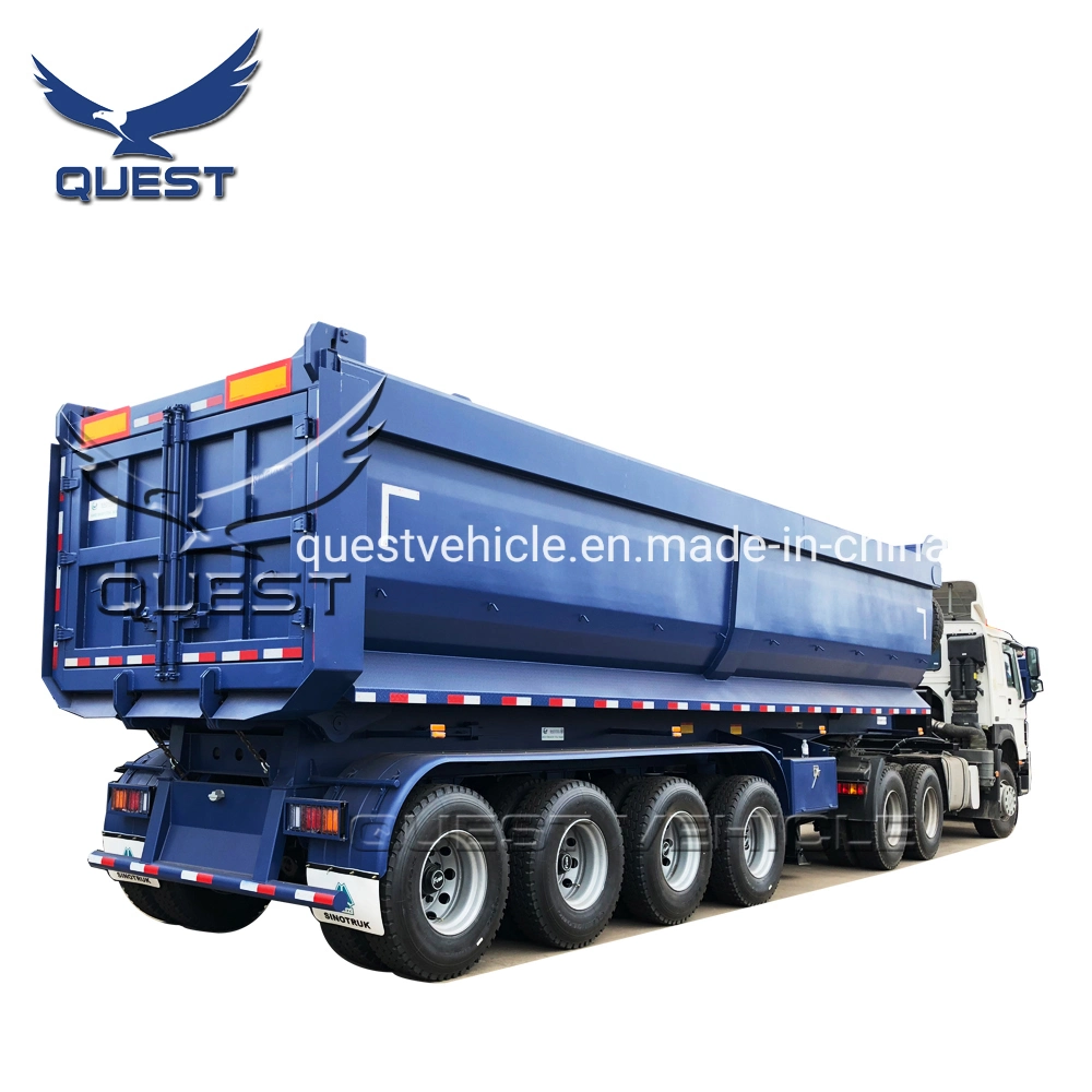 4 Axis 80 Ton Hydraulic Self Unloading Rear Dump Semi Trailer for Sale