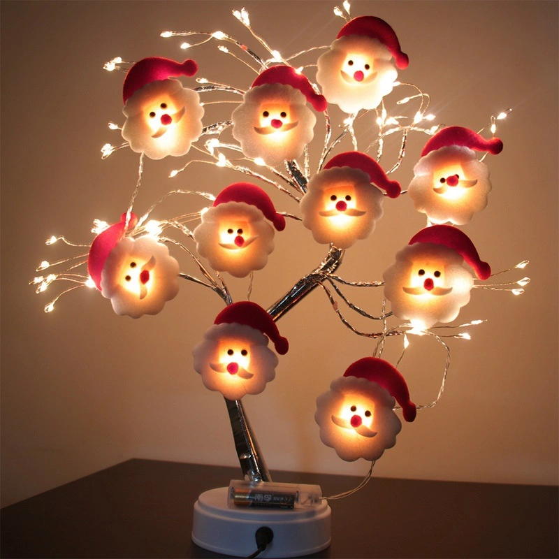 Plüsch Stoff Puppet Schneemann Lichter String LED Weihnachtsmann Kopf Elch Urlaub Dekorative Lichter Kreative Kleine Farbige Lichter