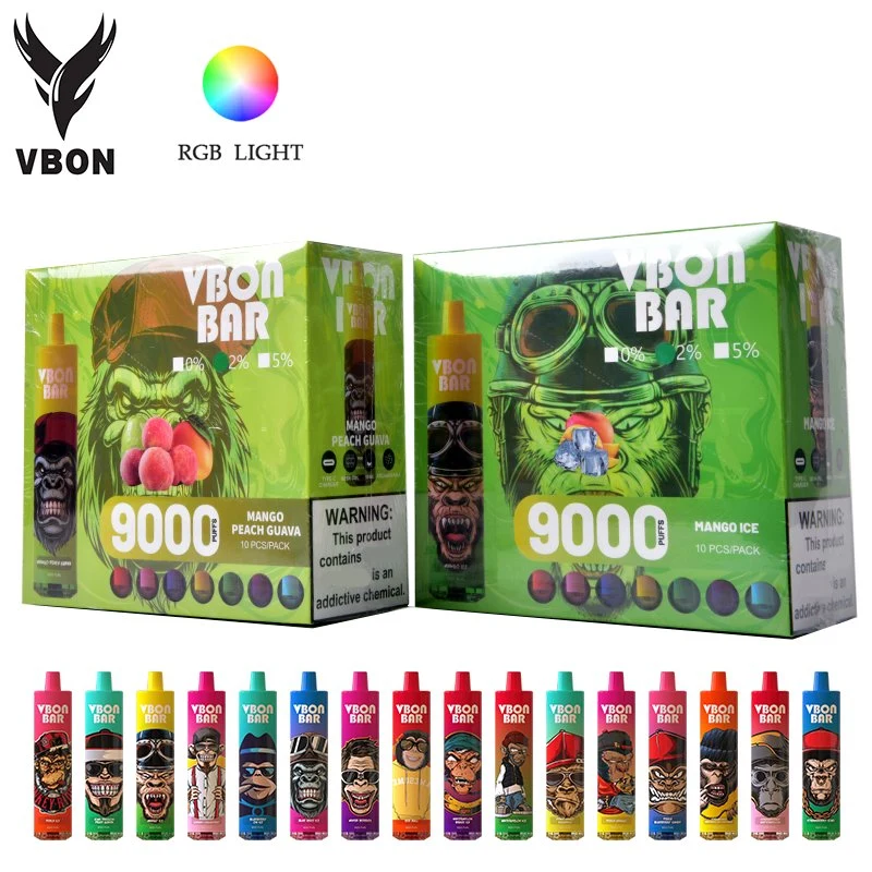 Vbonbar 9000 puffs RVB stylo à dosette jetable E-cigarette Vape rechargeable