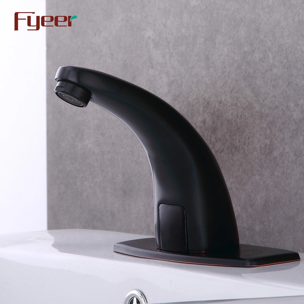 Fyeer New Cold and Hot Water Washbasin Black Sensor Tap with Temperature Adjust Valve