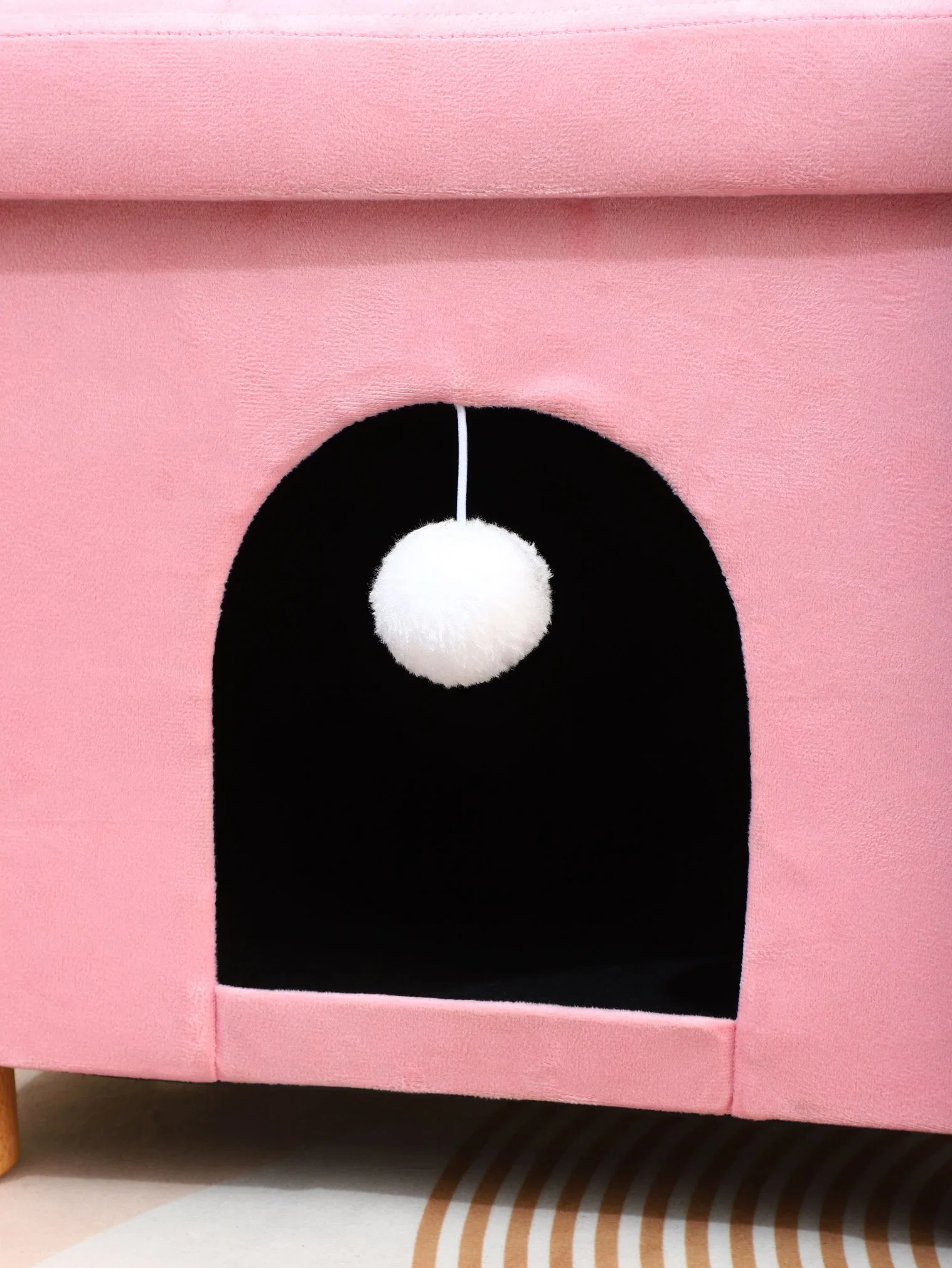 La decoración de bolas de pelo de abedul Perrera Gato casa de madera