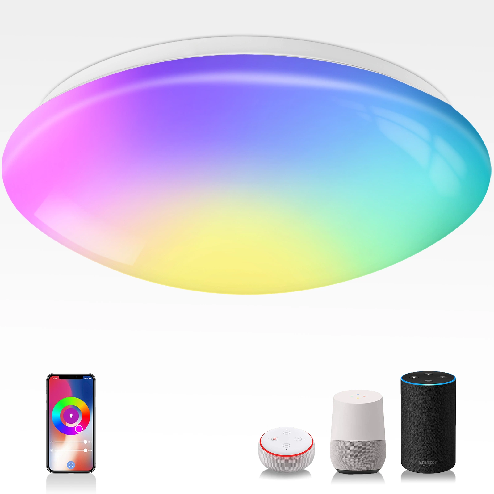 Energy Saving 20W WiFi Voice Control RGB White Tuya APP Control CCT Color Changeable Smart LED Ceiling Light