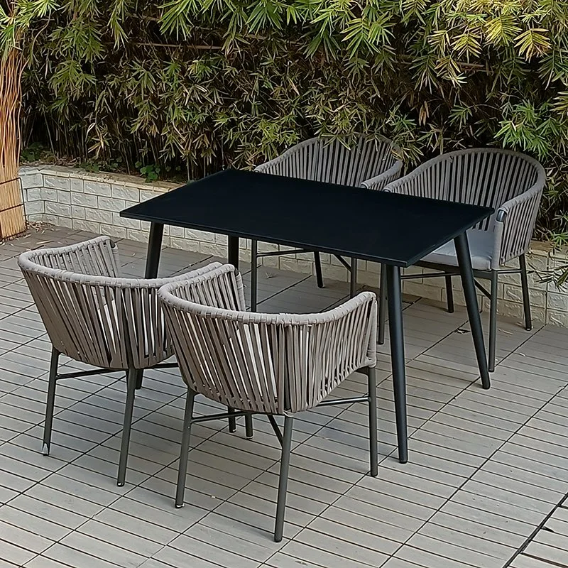 Ensemble de chaises en rotin avec cadre en aluminium brun de haute qualité patio extérieur Meubles jardin loisirs 9PCS salle à manger mobilier extérieur en rotin