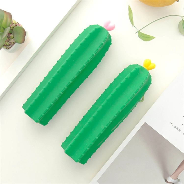 Cartoon Custom Logo Student Silicone Fruit Vegetable Pencil Bag Pen Case