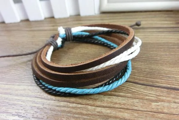 هدية ترويجية لمجوهرات من جلد القلي من تصميم Bracelet مصنوعة يدويًا