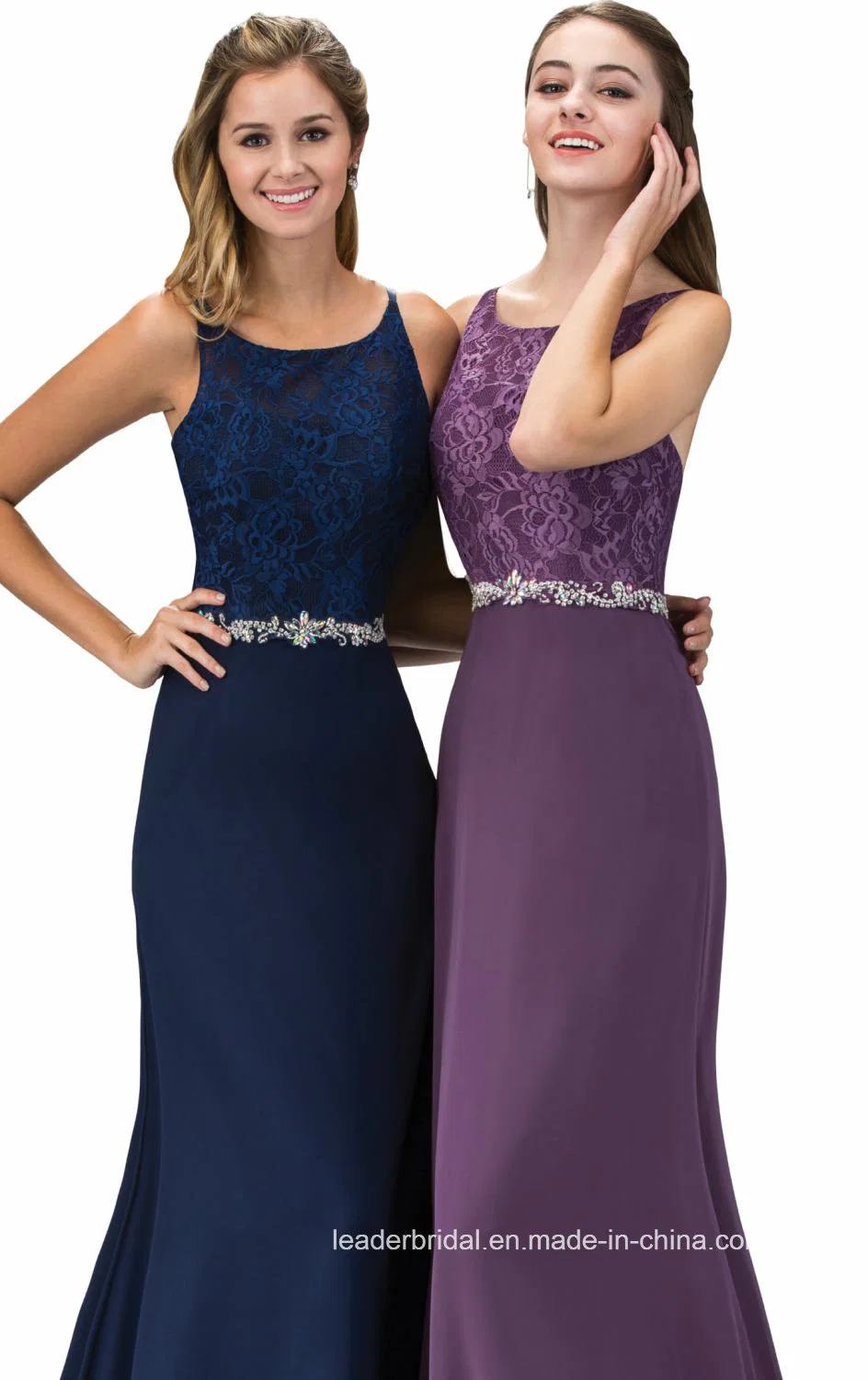 Beading Party Prom Dresses Navy Purple Lace Bridesmaid Evening Dress G12163