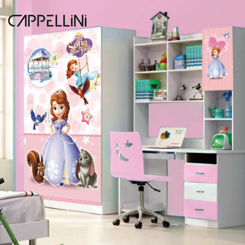 Hot Sale Cartoon Design Girl Princess Room Children Bed Sets MDF Home Kids Bedroom Furniture