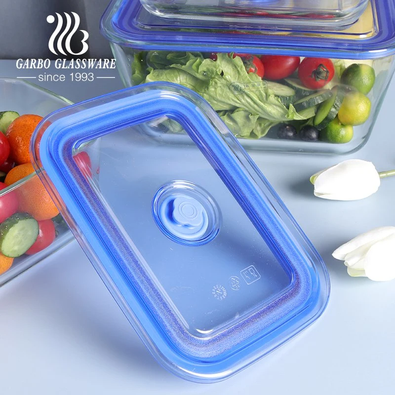 Caixa de armazenamento de 3 litros para recipientes de alimentos com vedação Conjunto de taças de vidro rectangular para cozinha e copos