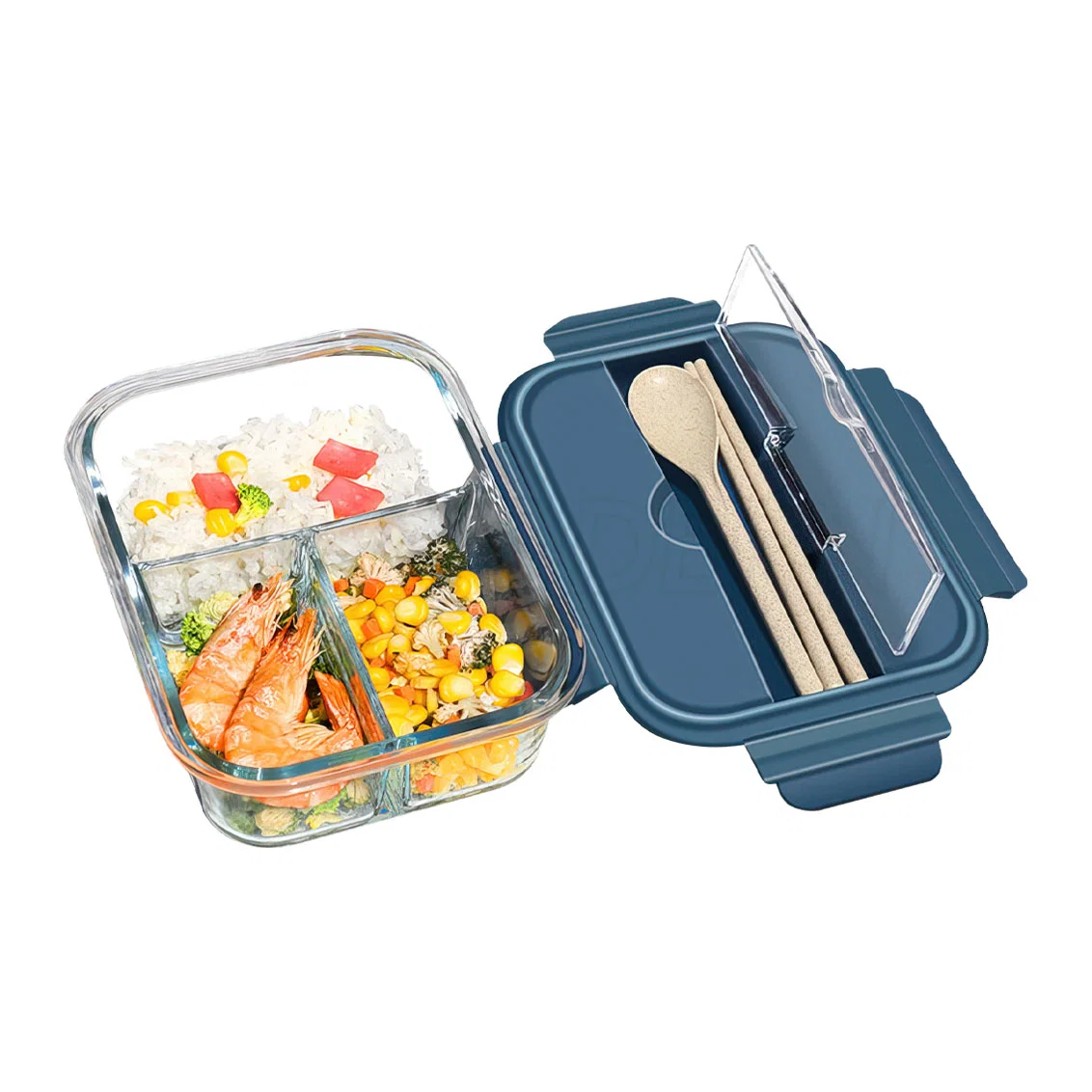 Promotional Newly Hinged Locking Lids Glass Lunch Box Kitchen Home Glass Glassware