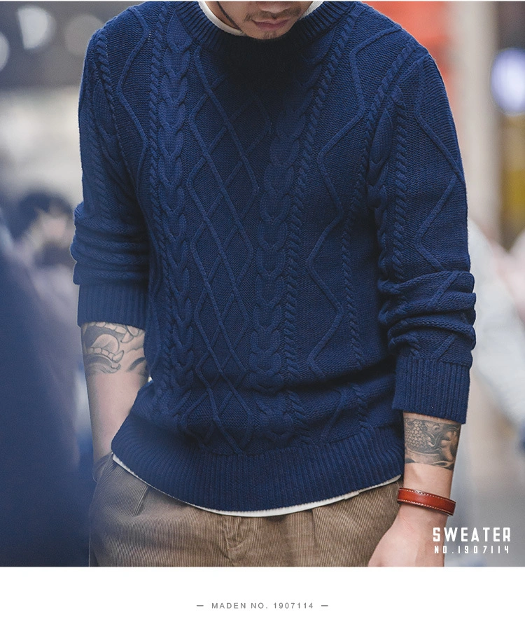 Customized Hot Sale New Design Cashmere Wool Knitted Pullover Twist Men Sweater