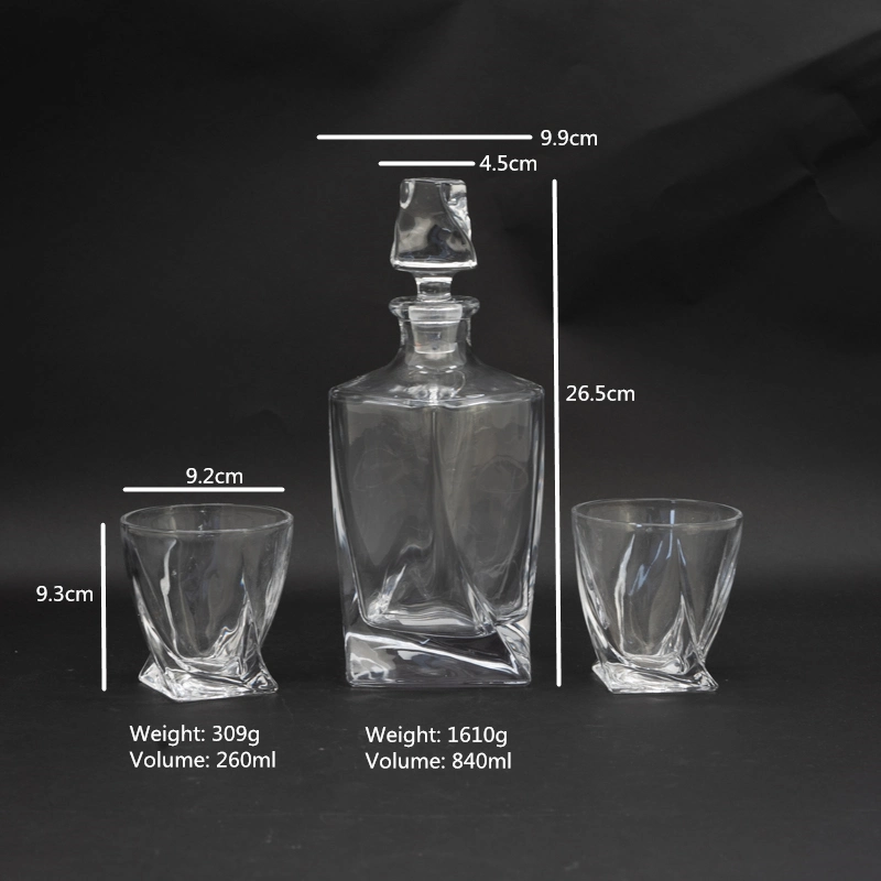 Unique 840ml High quality/High cost performance  Three Pieces Wine Decanter Set with Wood Box