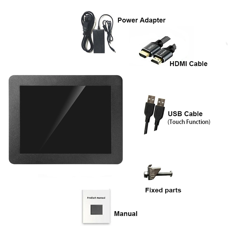 Zhixianda 8 pulgadas de 1024x768 Square industriales integrados Monitor con entrada VGA AV HDMI BNC