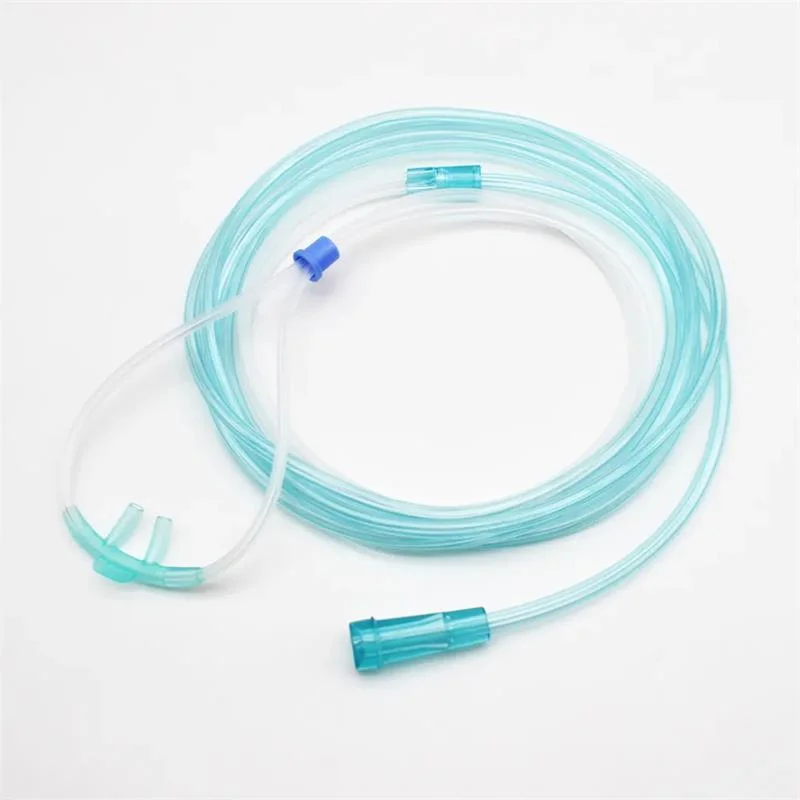 High Quality Medical PVC Nasal Oxygen Cannula Tube Transparent Green Straight Flared Curved Tip