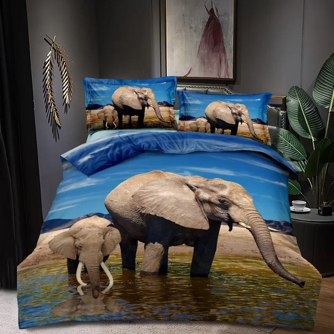 3D Printed Duvet Cover with 2 Pillowcases Animal Patterns for All Seasons