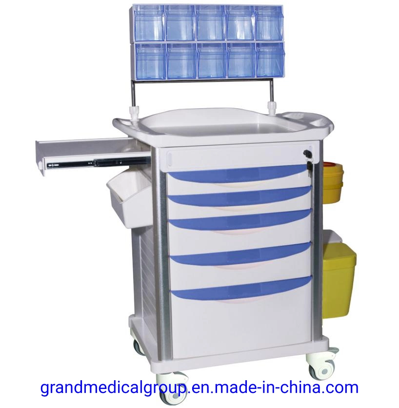 Hospital Furniture Manufacture Medical Emergency Cart Anesthesia Trolley for Hospital