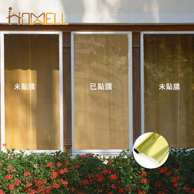 Golden Solar Window Film Sun Control Decor Static Cling