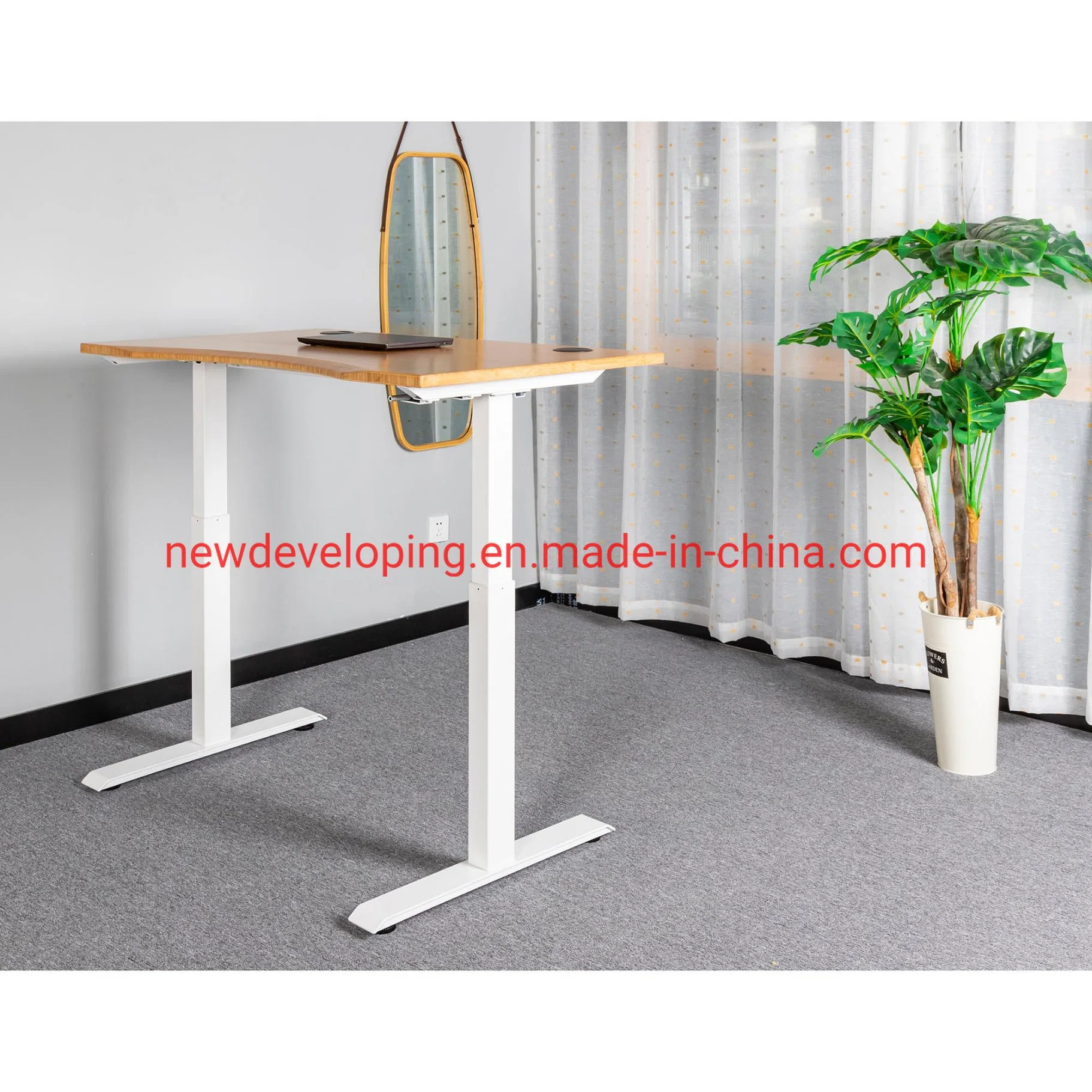 Factory Price Home Office Bamboo stand up, sit stand mesa secretária Estação de trabalho