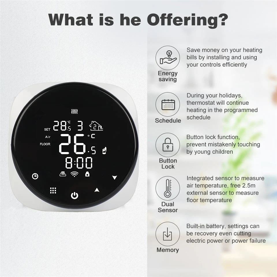 Radiate Thermostat with Large Digital Display Controller Floor Heating Programmable Floor Heating Thermostat