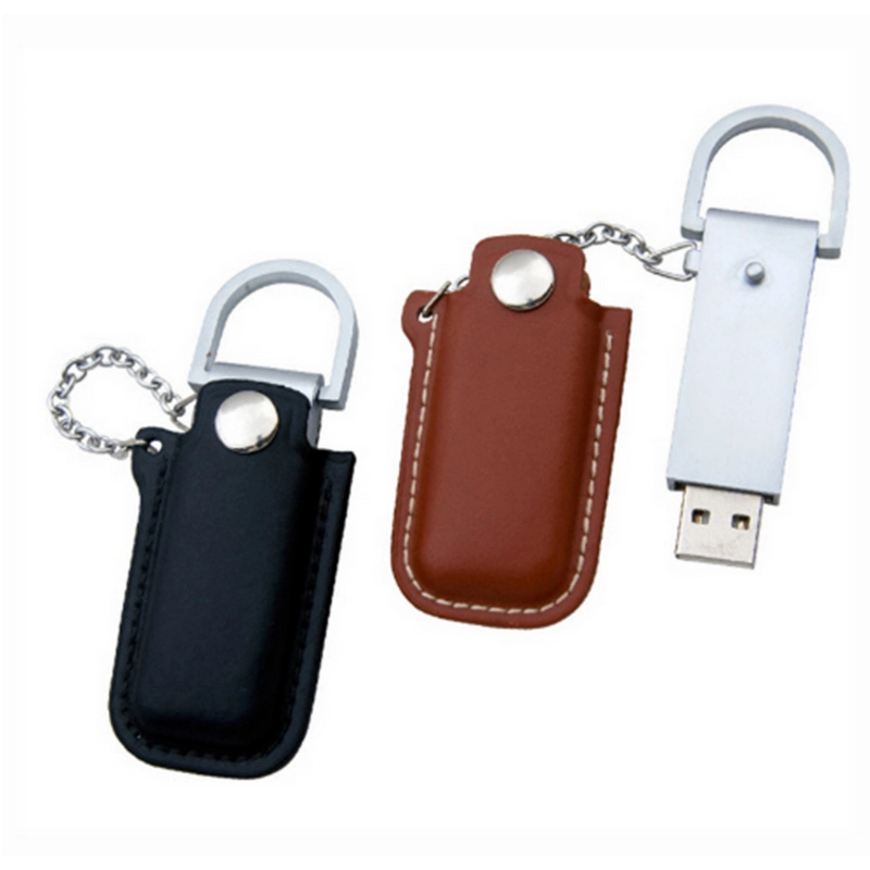 Leather USB Drive USB Pendrive Flash Drive USB Stick with Leather Pouch and Keychain