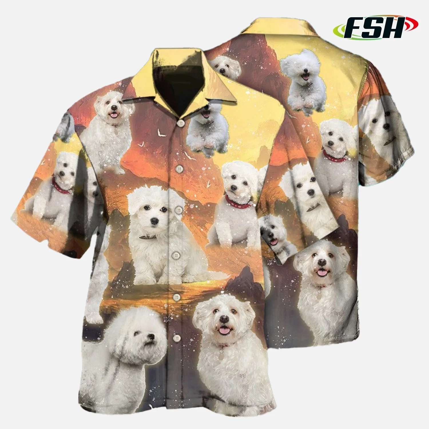 Homens Camisola Design Vintage Beach Hawaiian Impresso Personalizar cão de estimação roupas