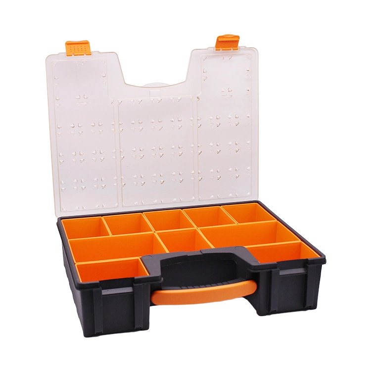 Plastic Portable Hardware and Craft Parts Organizer Large Orange Plastic Tool Case