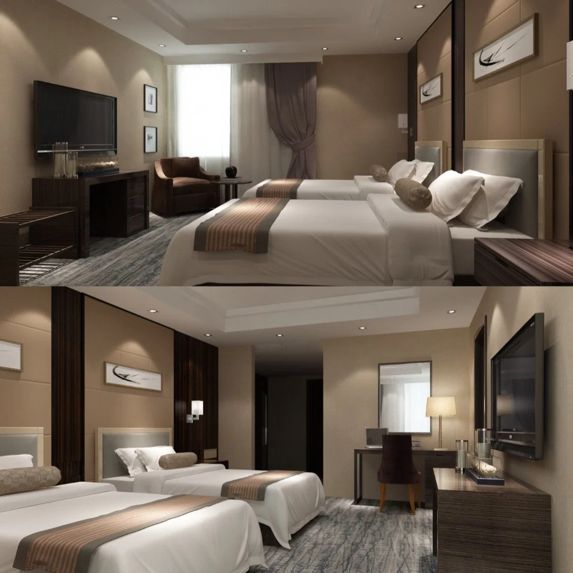 Feuchtigkeitsbeständig Laminat Sperrholz mit Furnier Hotel Schlafzimmer Möbel für 5-Sterne-Hotel-Projekt (NCHB-001001)