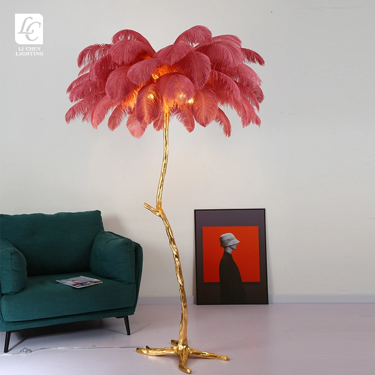 New Design Living Room Tree Shape Resin Feather Modern LED Floor Lamp