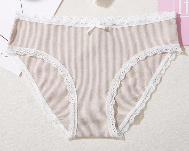 Women 100%Cotton Underwear Lace Panty for Ladies