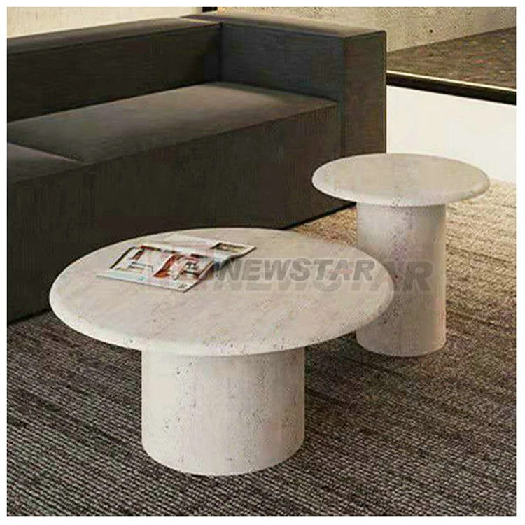 Travertine Furniture Guangzhou of Marble Table Round Coffee Table Set of 2